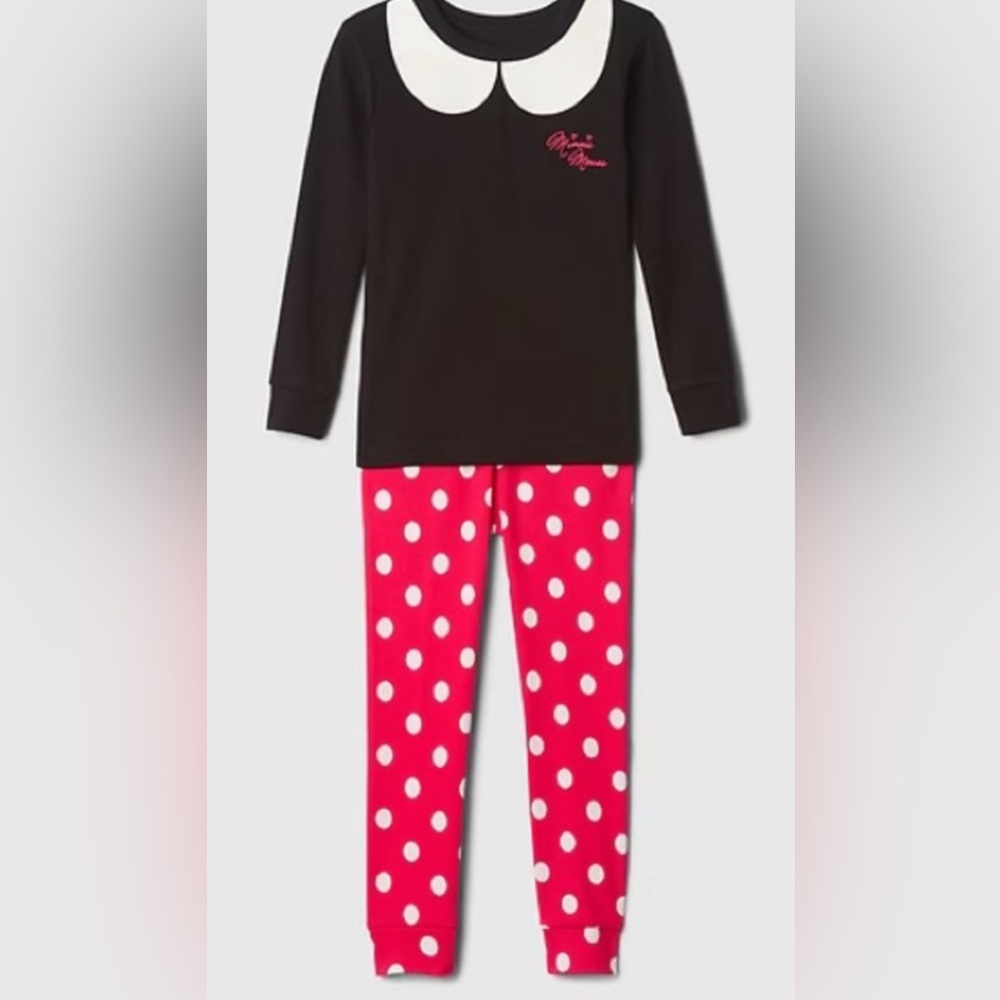 Baby GAP Black Red Minnie Mouse Pajama Set organic long sleeve pant 6 years